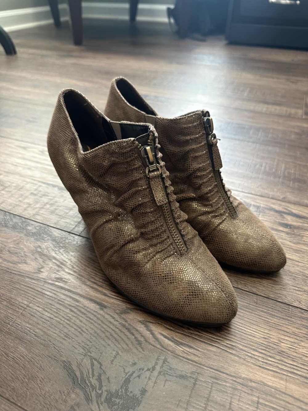 Aerosoles Jalapeño Brown Snake Print Ankle Booties